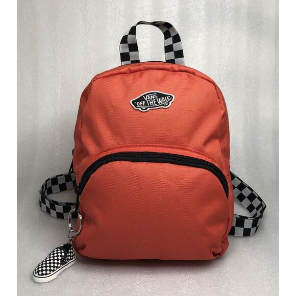 Vans Handbags - Vans Got This Mini Backpack Orange Black/White Checkered Strap & Keychain UNISEX